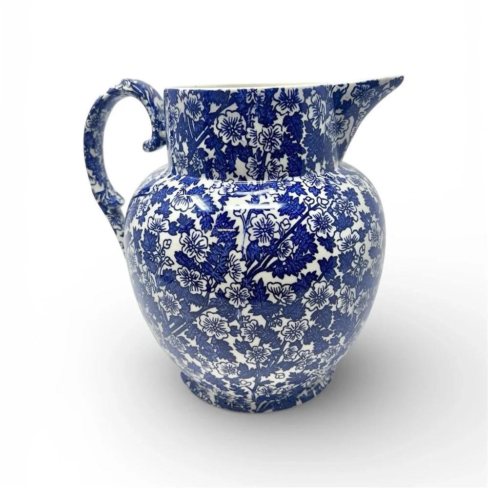 Williams Sonoma Burgess & Leigh Etruscan Jug Blue Burgess Chintz Made in England